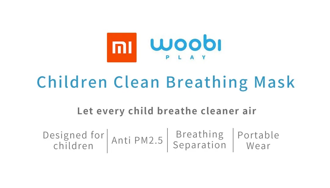 Woobi Play Children Anti-Pollution Mask Reusable Washable F95 4-Layers Filter 95% Anti PM2.5 Safe Clean Breathing Mask From Xiaomi Youpin