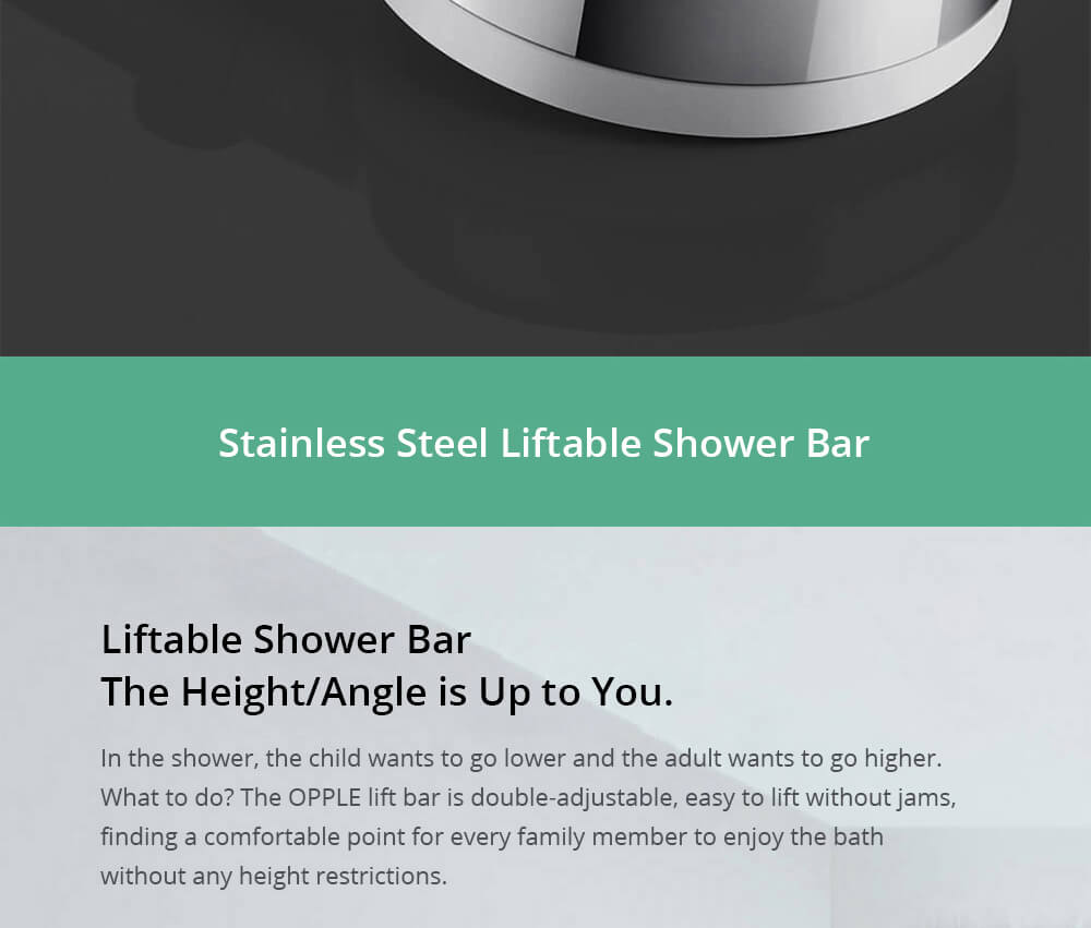 OPPLE Pressurized Handheld Shower Set Punch-Free Adsorption Three-speed Mode Adjustable Automatic Charging One-click STOP Button - Black