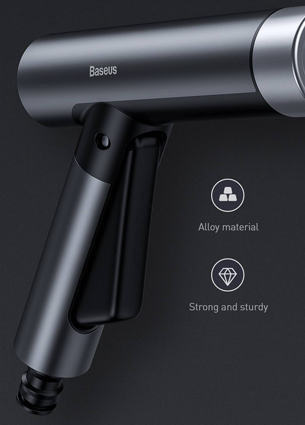 Baseus CRXCO1 Simple Life Car Spray Nozzle With 7.5m Magic Telescopic Explosion-Proof TPE Water Pipe Three-Section Interface Water-shaped Adjustable - Black