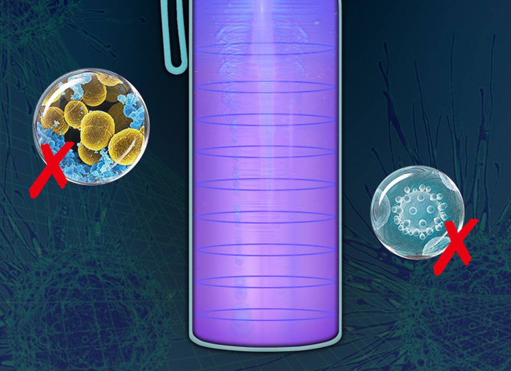 550ml Deep UV Sterilizing Thermos Purified Drinking Water Sterilization Rate 99.9% USB Charging Home Office - Pink