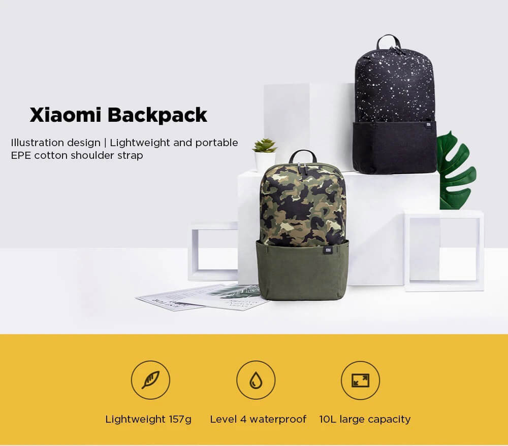 Xiaomi Portable Zipper Backpack Camouflage 10L Large Capacity Level 4 Waterproof EPE Cotton Shoulder Strap - Green