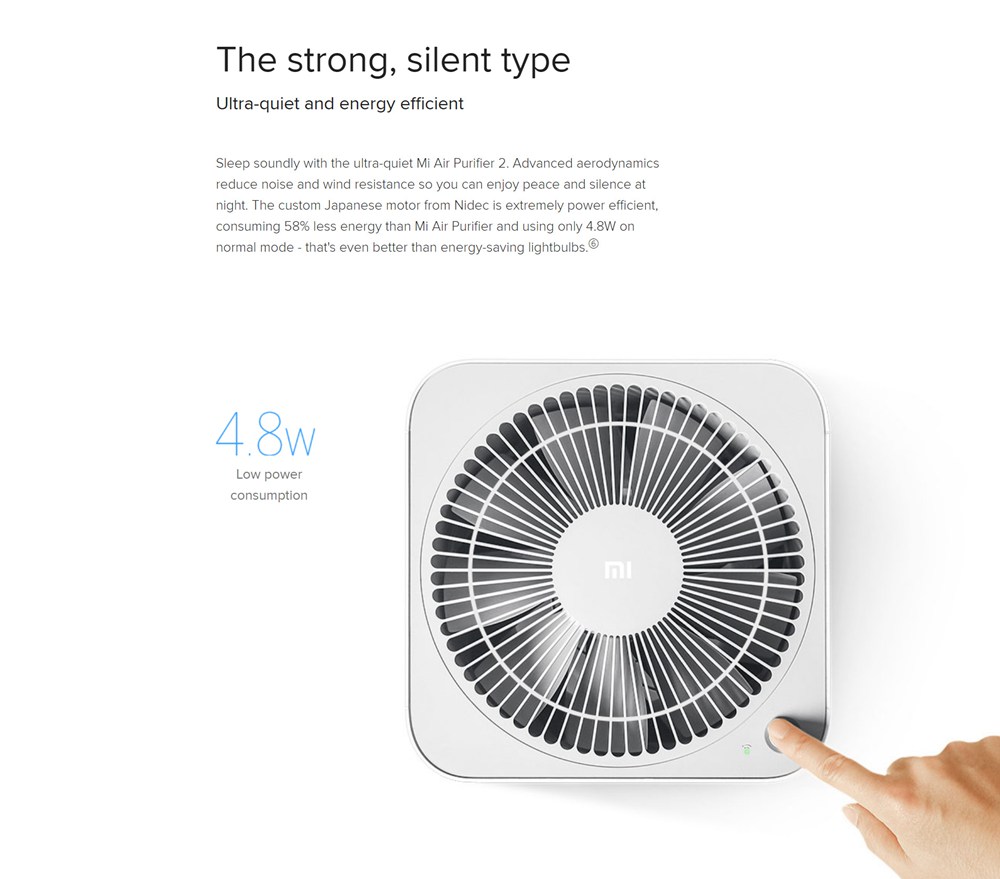 Xiaomi Mijia Air Purifier 2H HEPA Triple-layer Filter Formaldehyde Removal Real-time AQI Monitoring Google Assistant Amazon Alexa Voice Control Home Office International Version - White