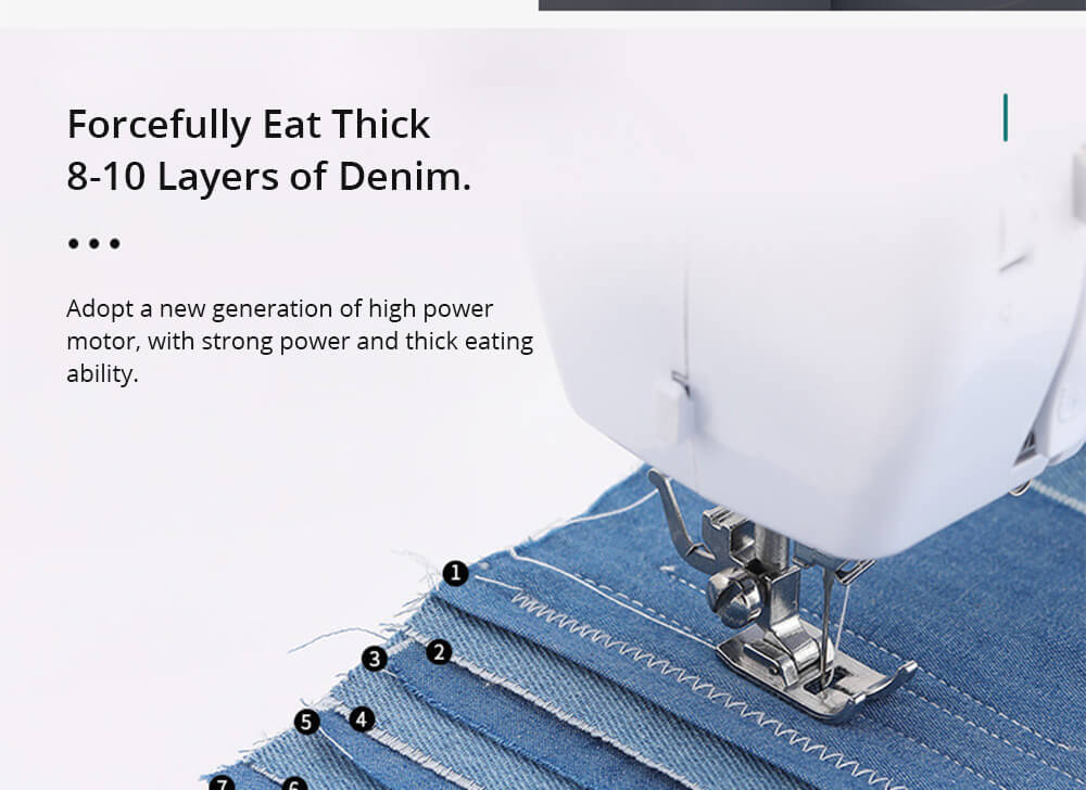 Portable Mini Household Multifunction Electric Sewing Machine 12 Stitches Double Thread Replaceable Presser Foot - White