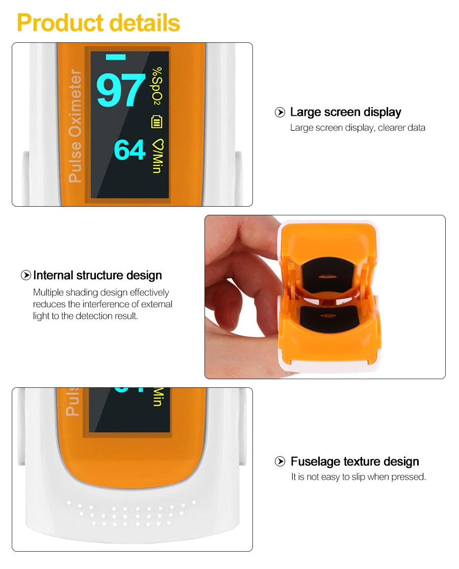 Portable Fingertip Oximeter Blood Oxygen Heart Rate Monitor LED Display Home Physical Health Oximeter - Blue