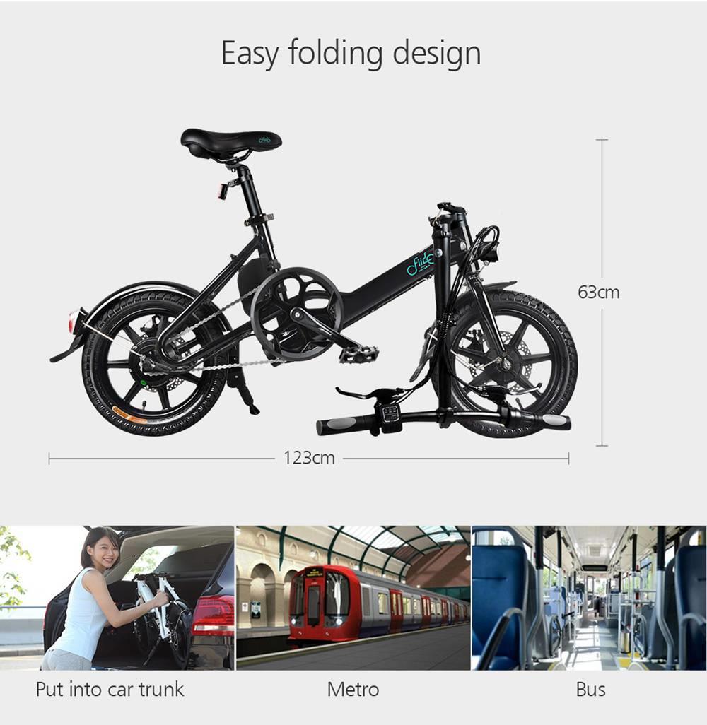 FIIDO D3S Folding Moped Electric Bike Gear Shifting Version City Bike Commuter Bike 16 inch Tires 250W Motor Max 25km/h SHIMANO 6 Speeds Shift 7.8Ah Battery - White
