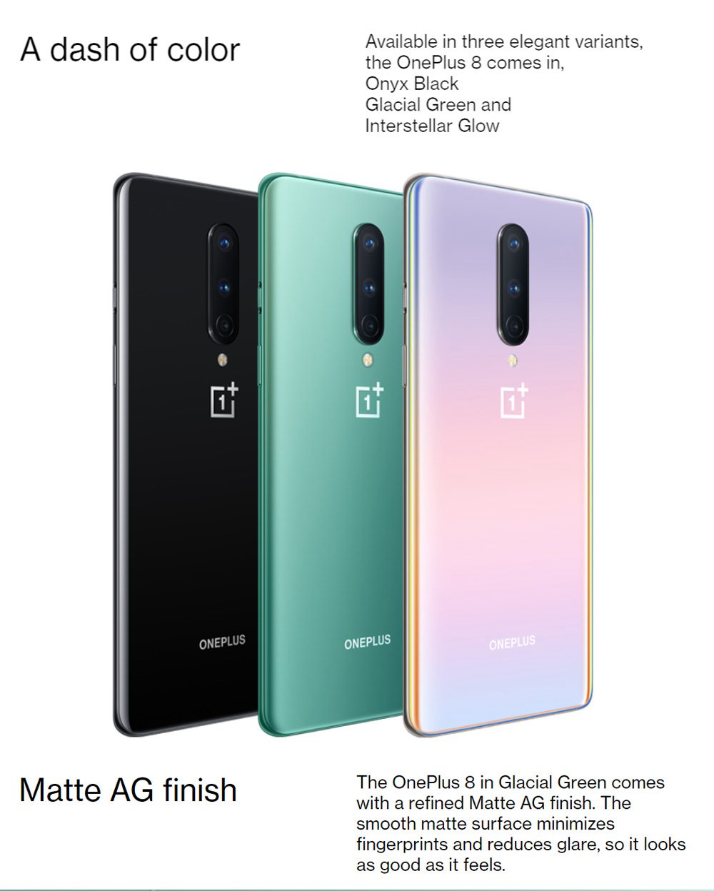 OnePlus 8 6.55 Inch Screen 5G Smartphone Qualcomm Snapdragon 865 Octa Core 8GB RAM 128GB ROM Android 10.0 Dual SIM Dual Standby Global ROM - Glacial Green