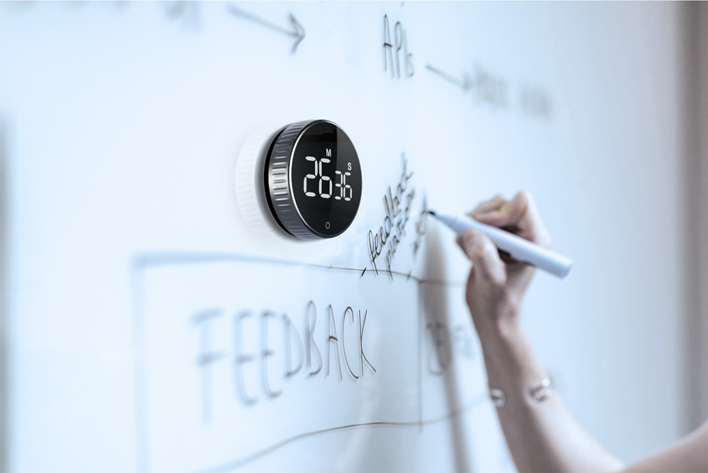 Homimin Round Magnetic Timer LCD Display Beep Alarm Max Setting 99 Minutes For Kitchen Cooking Reminder - Black