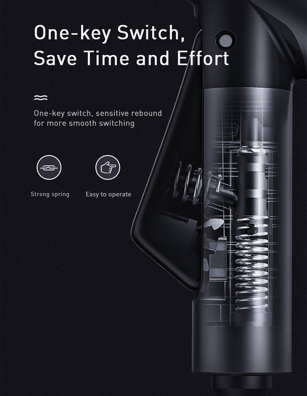 Baseus CRXCO1 Simple Life Car Spray Nozzle With 7.5m Magic Telescopic Explosion-Proof TPE Water Pipe Three-Section Interface Water-shaped Adjustable - Black
