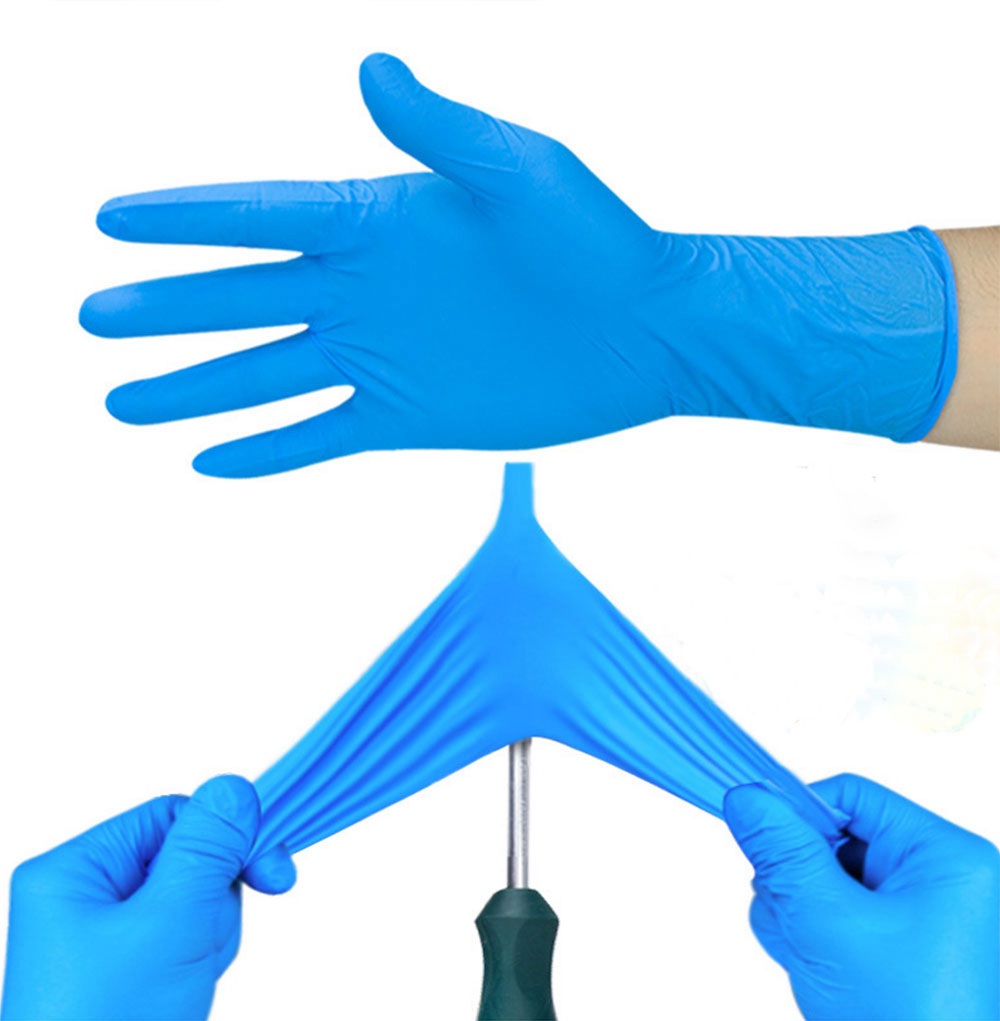 100pcs INTCO Disposable Nitrile Protection Gloves Medical Grade Ultra-soft Latex-free DOP-free Food Grade Level for Cooking Painting Housework Industrial Use Size XL - Blue