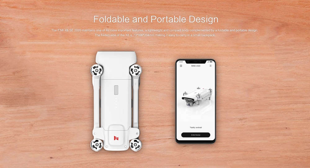 Xiaomi FIMI X8 SE 2020 4K Camera 8KM GPS WiFi FPV Foldable RC Drone with 3-Axis Gimbal 35mins Flight Time RTF - White