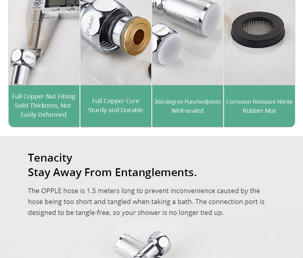 OPPLE Pressurized Handheld Shower Set Punch-Free Adsorption Three-speed Mode Adjustable Automatic Charging One-click STOP Button - Black