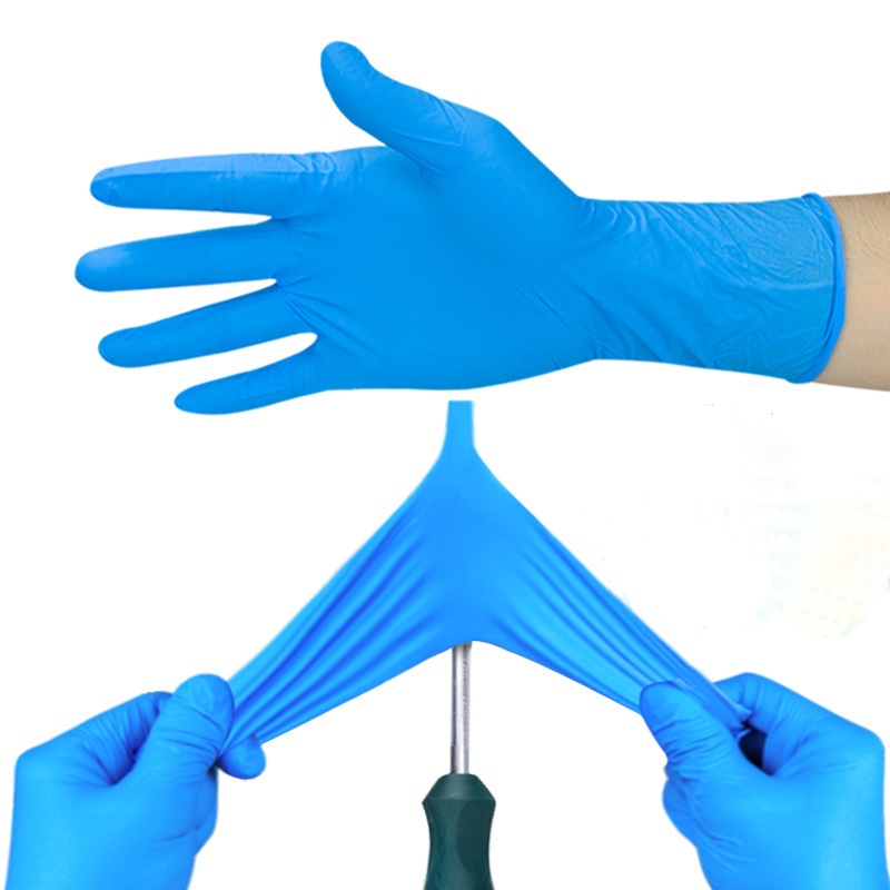 100pcs INTCO Disposable Nitrile Protection Gloves Medical Grade Ultra-soft Latex-free DOP-free Food Grade Level for Cooking Painting Housework Industrial Use Size L - Blue