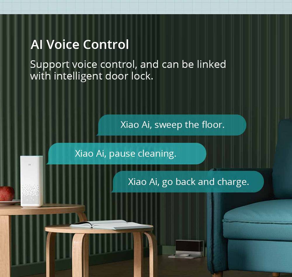 Chinese Version Xiaomi Mijia G1 Robot Vacuum Cleaner 2200pa Suction 200ml Electric Control Tank APP Remote - White