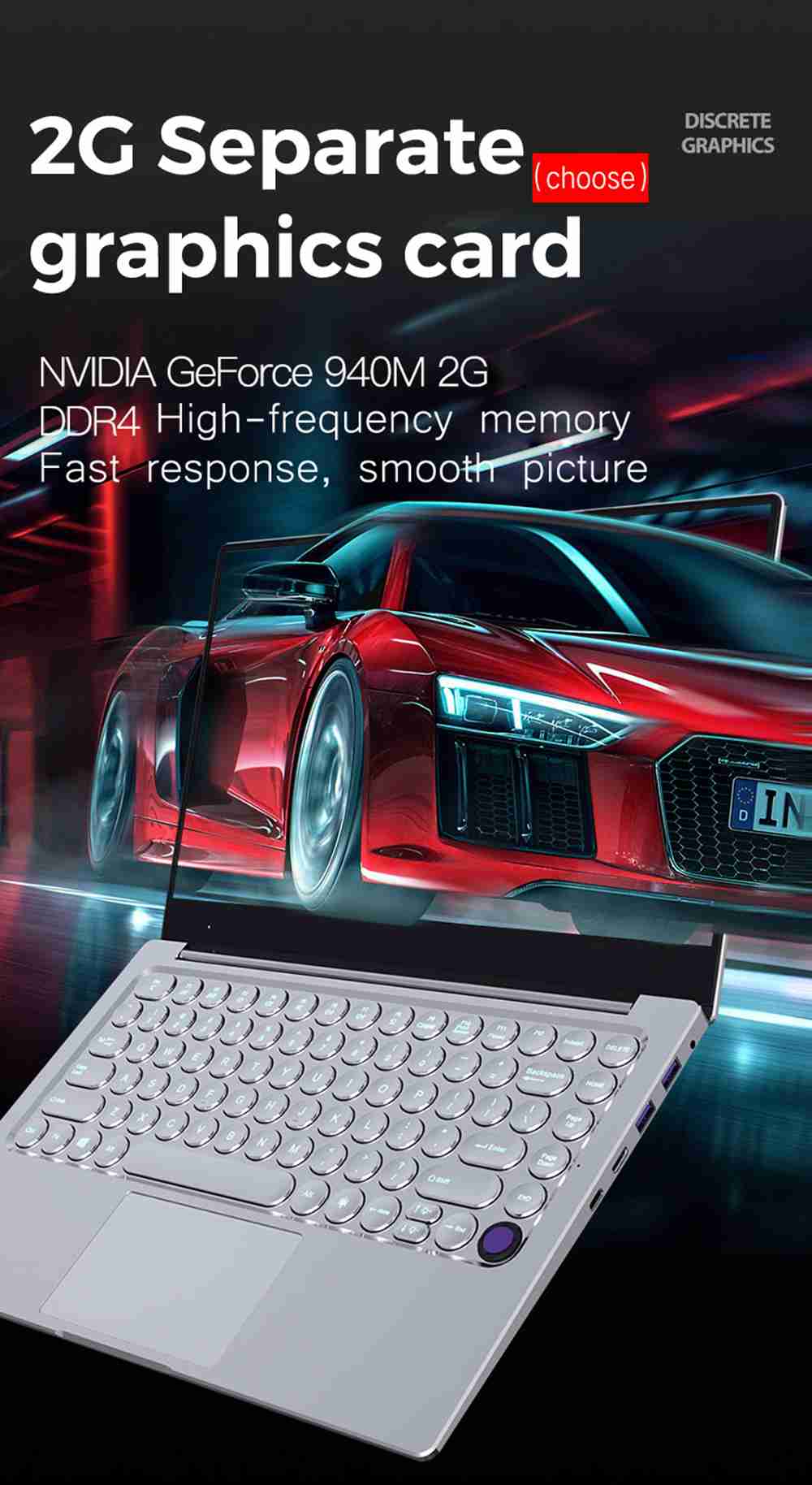CENAVA N145 Laptop Intel Core i7-6600U 14.1 Inch 1920 x 1080 IPS Screen NVIDIA GeForce 940M Windows 10 8GB LPDDR4 512GB SSD - Silver