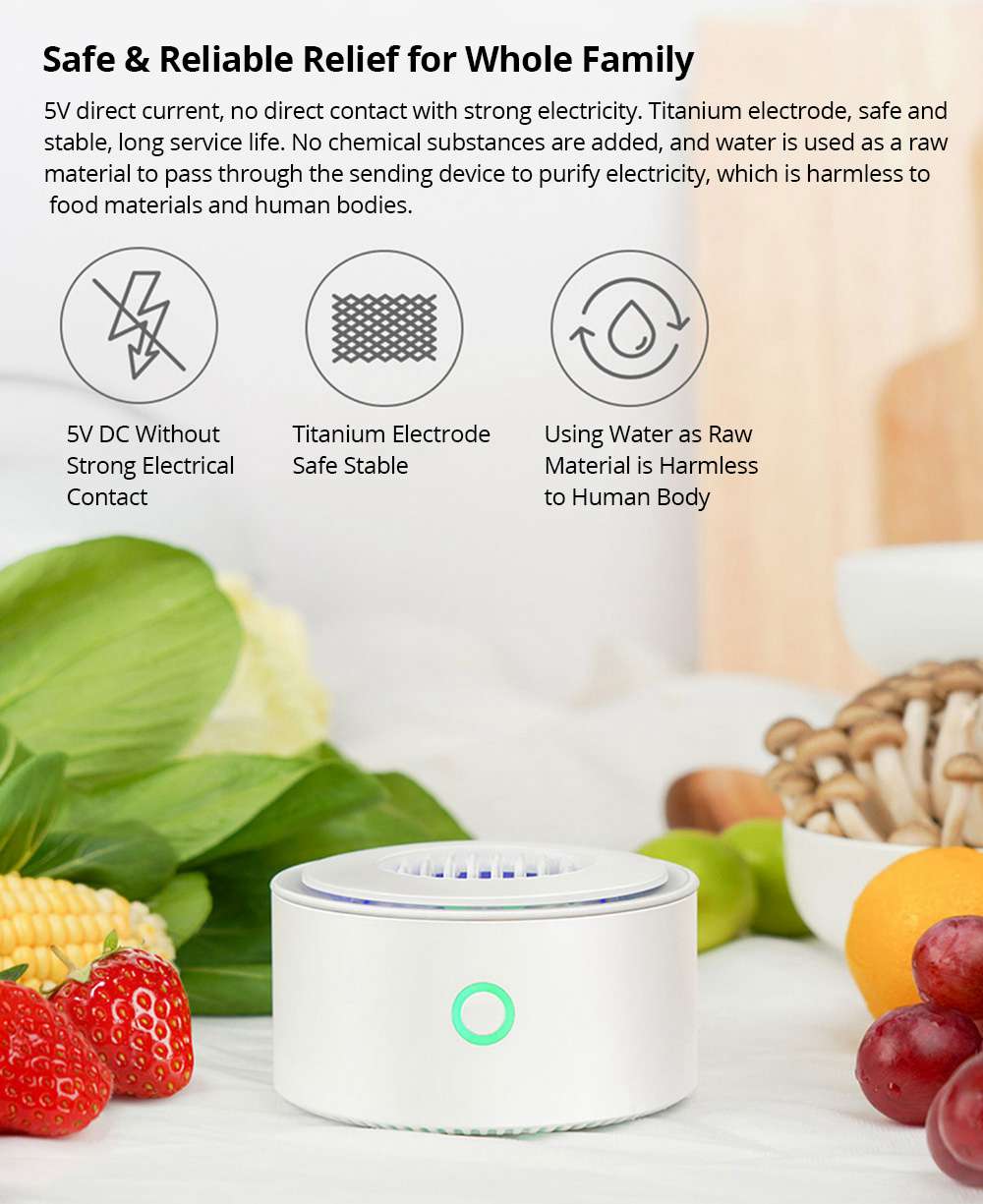 YOUBAN UPS-01 Portable Fruit and Vegetable Purifier IPX7 Waterproof Ion Purification Technology Sterilization Eliminate Pesticides 4400mAh Titanium Battery Household Business Travel Use From Xiaomi Youpin - White