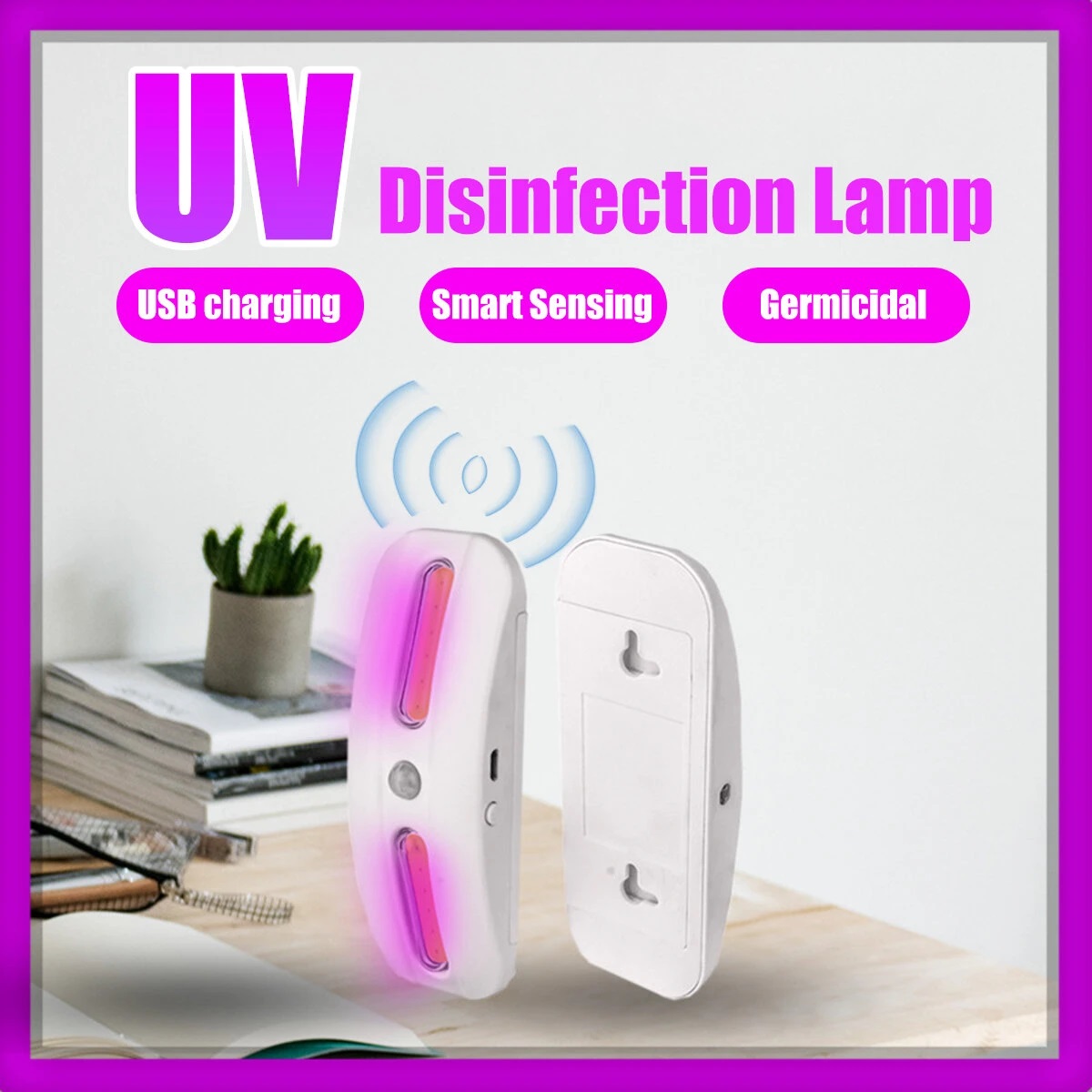 Portable Ultraviolet Germicidal Lamp Automatic Sensor Switch 3.7V Voltage For Office Family Travel Medical disinfection - White