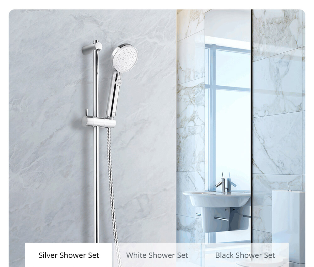 OPPLE Pressurized Handheld Shower Set Punch-Free Adsorption Three-speed Mode Adjustable Automatic Charging One-click STOP Button - White