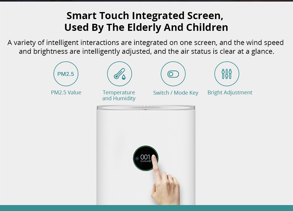 Xiaomi Mijia Smart Air Purifier F1 Intelligent Control OLED Touch Display Strong Sterilization Anti-haze Aldehyde Efficient Removal PM2.5 Formaldehyde - White