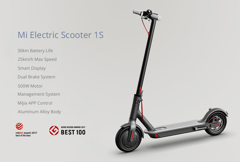 Mi Electric Scooter 1S Folding Electric Scooter 8.5 Inch Tire 250W Brushless Motor Up To 30km Range Max speed 25km/h Smart Display Dual Brake CN Version - Black