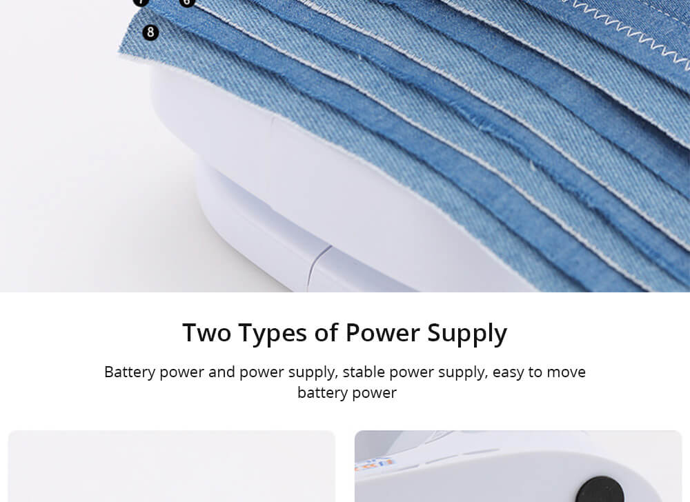 Portable Mini Household Multifunction Electric Sewing Machine 12 Stitches Double Thread Replaceable Presser Foot - White