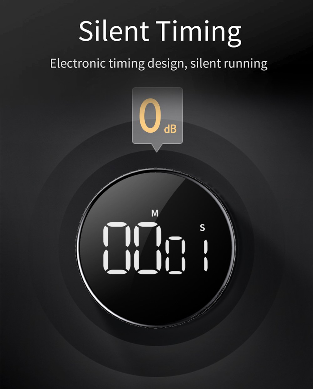 Homimin Round Magnetic Timer LCD Display Beep Alarm Max Setting 99 Minutes For Kitchen Cooking Reminder - Black