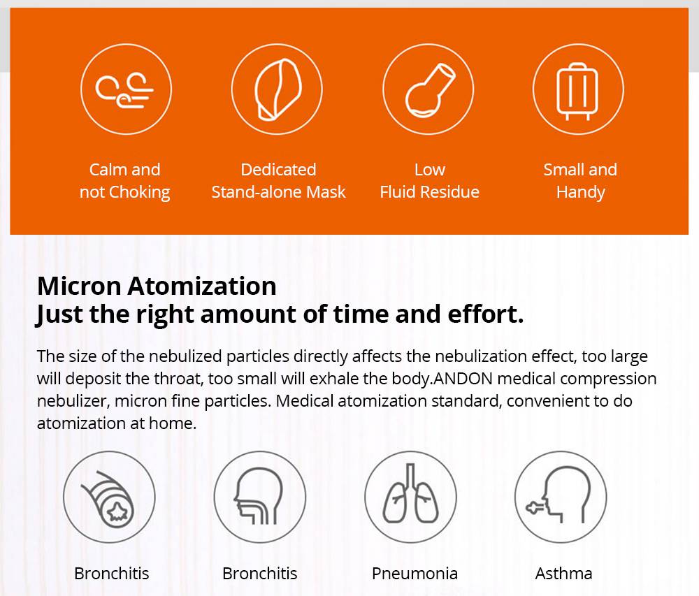 ANDON Portable Medical Compression Nebulizer Mute Adjustable Atomization Rate Suitable For Bronchitis Pneumonia Asthma From Xiaomi Youpin - White