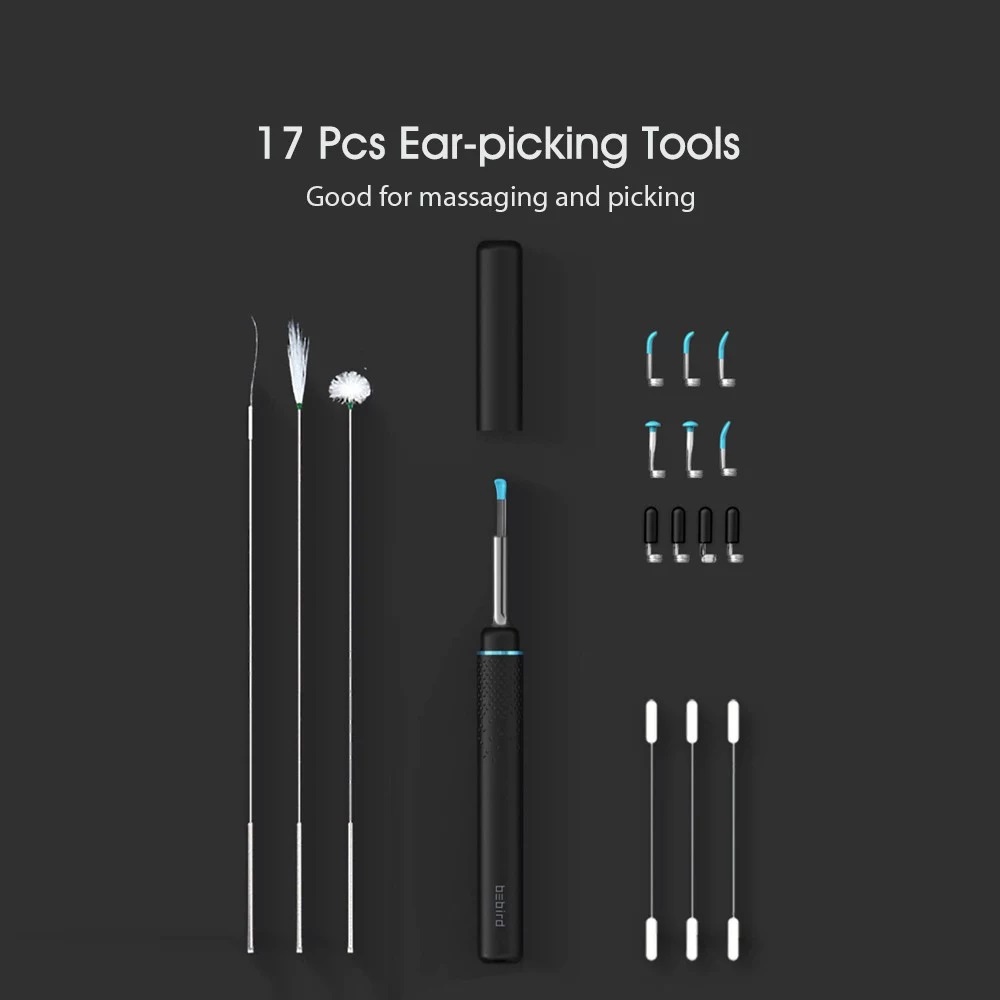 Xiaomi Mijia Bebird M9 Pro Smart Visual Ear Stick 17in1 300w High Precision Endoscope 350mAh with Magnetically Charged Base Ear Picker Tool Set