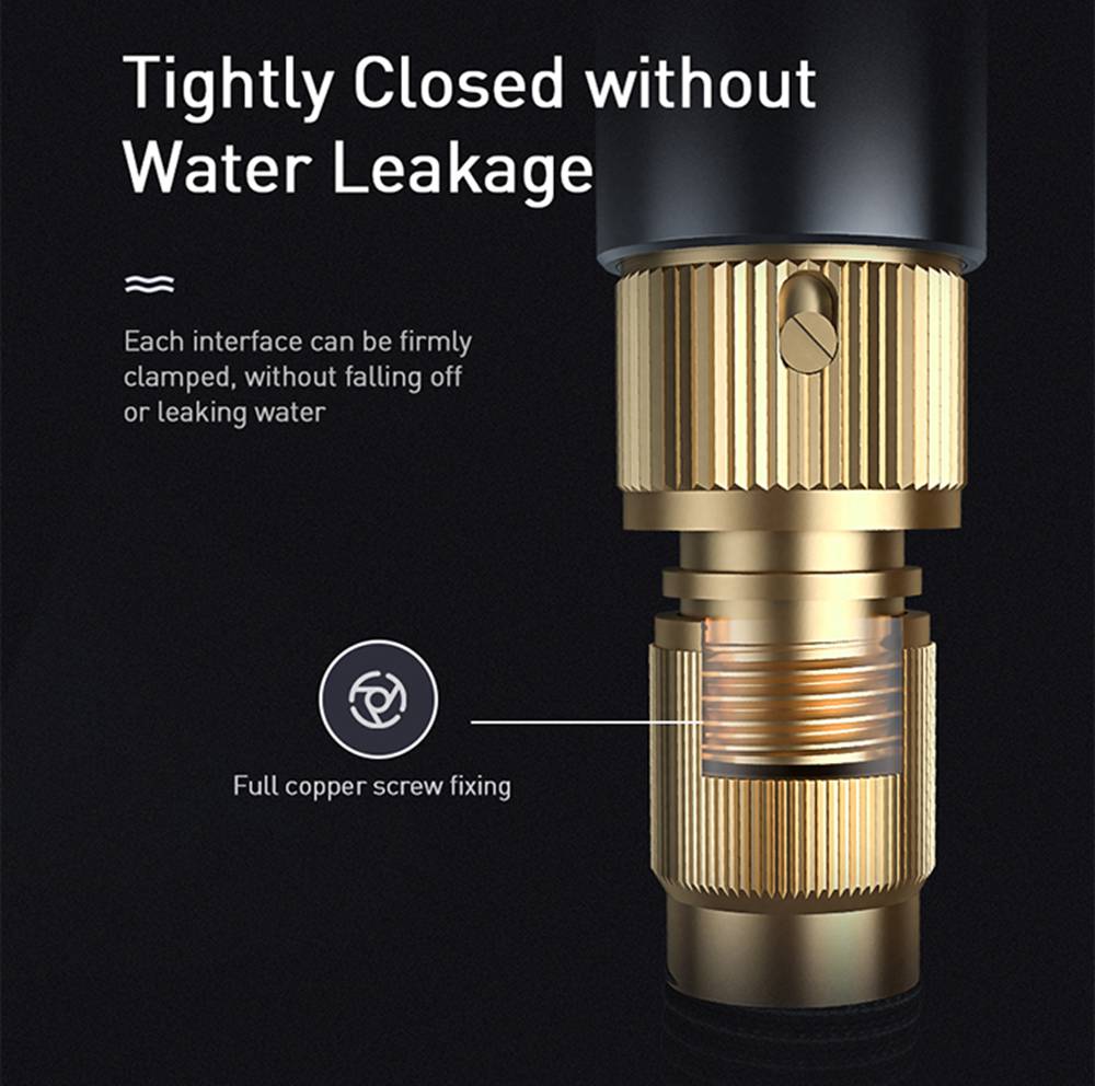 Baseus CRXCO1 Simple Life Car Spray Nozzle With 7.5m Magic Telescopic Explosion-Proof TPE Water Pipe Three-Section Interface Water-shaped Adjustable - Black