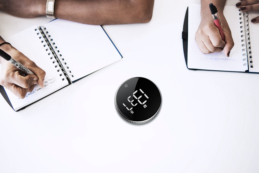 Homimin Round Magnetic Timer LCD Display Beep Alarm Max Setting 99 Minutes For Kitchen Cooking Reminder - Black