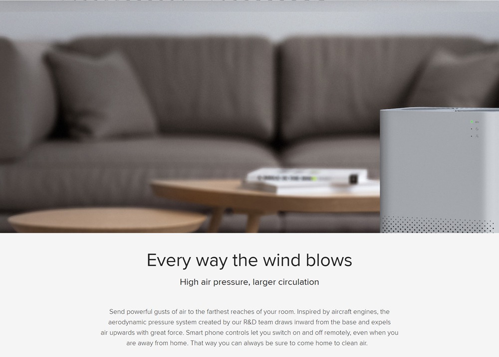 Xiaomi Mijia Air Purifier 2H HEPA Triple-layer Filter Formaldehyde Removal Real-time AQI Monitoring Google Assistant Amazon Alexa Voice Control Home Office International Version - White