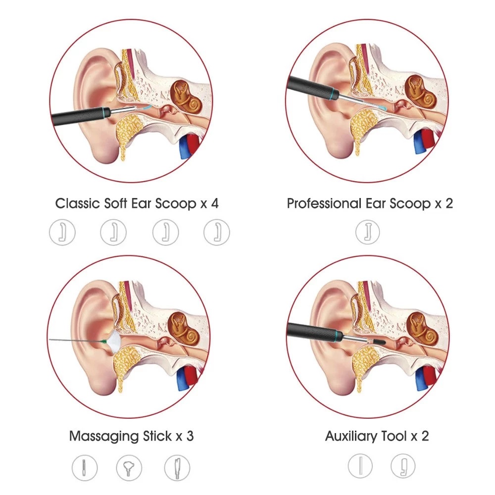 Xiaomi Mijia Bebird M9 Pro Smart Visual Ear Stick 17in1 300w High Precision Endoscope 350mAh with Magnetically Charged Base Ear Picker Tool Set