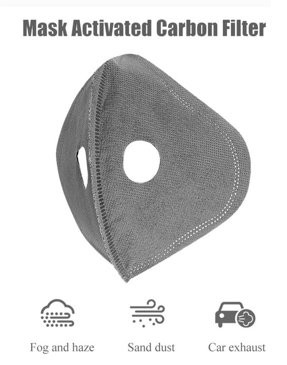 50PCS Cycling Mask 5-layer Filter Chip Replacement Activated Carbon Dustproof Anti-fog For Bicycle Outdoor - Gray