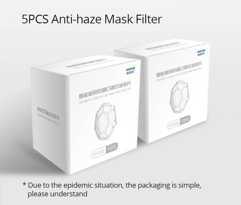 5PCS Original Replacement Filter Antibacterial rate 99% Above For Hootim Electric Anion Sterilizing Mask