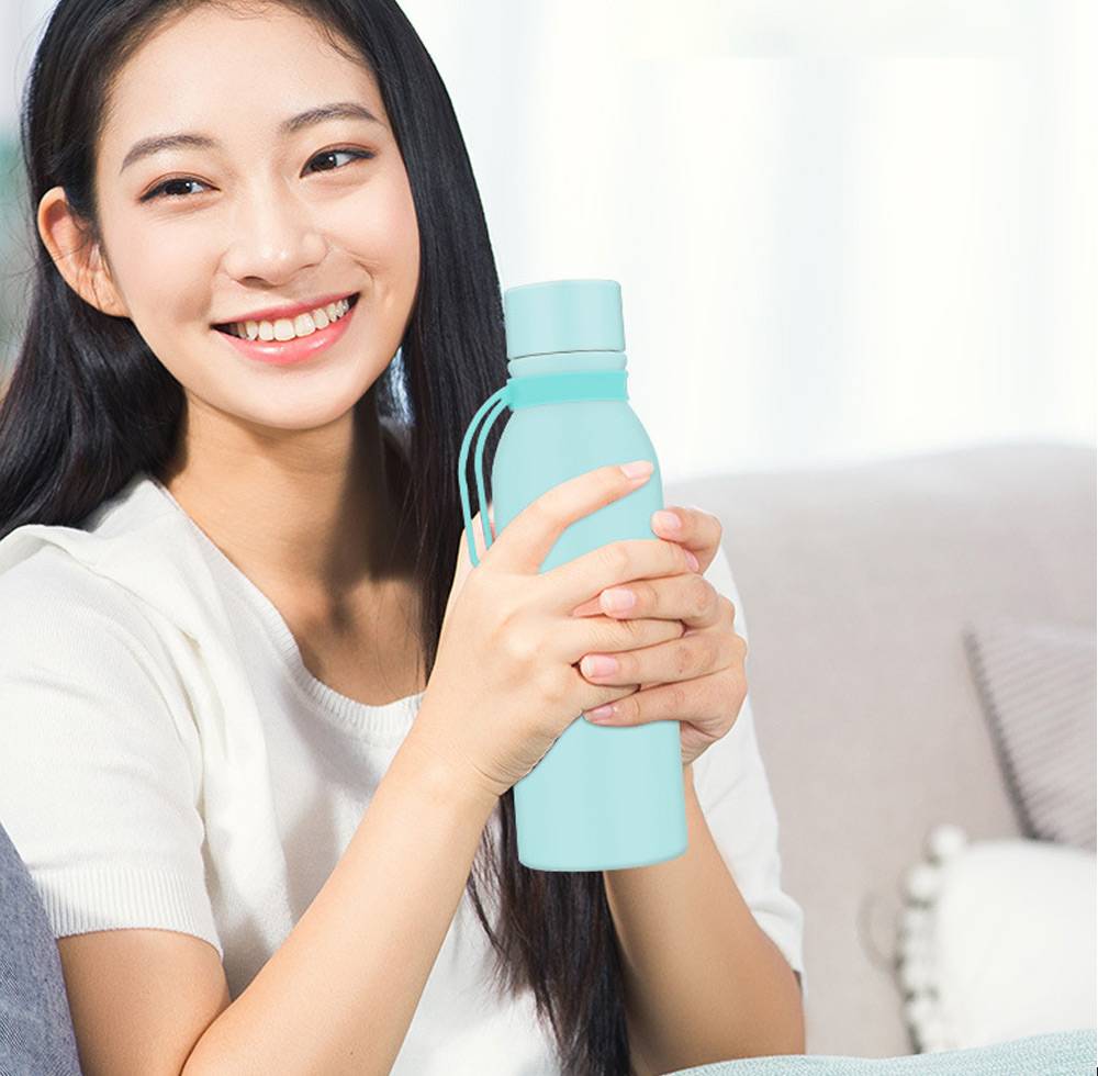 550ml Deep UV Sterilizing Thermos Purified Drinking Water Sterilization Rate 99.9% USB Charging Home Office - Pink