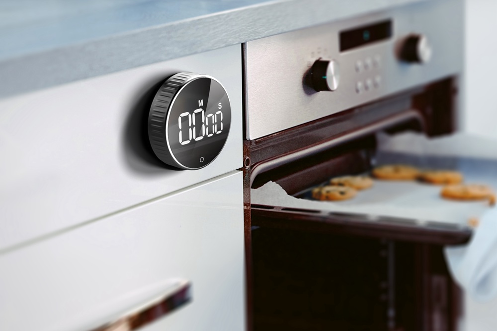 Homimin Round Magnetic Timer LCD Display Beep Alarm Max Setting 99 Minutes For Kitchen Cooking Reminder - Black