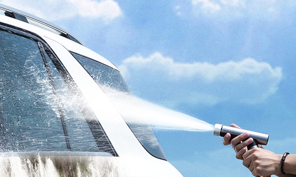 Baseus CRXCO1 Simple Life Car Spray Nozzle With 7.5m Magic Telescopic Explosion-Proof TPE Water Pipe Three-Section Interface Water-shaped Adjustable - Black