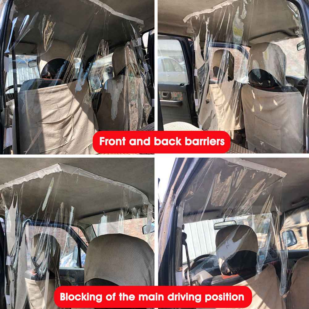 Car Insulation Film Transparent Self-Adhesive Taxi Isolation Film Protective Cover Partition Protection Screen, Protection Against Germs, Smoke, Saliva for Driver and Passenger -Transparent