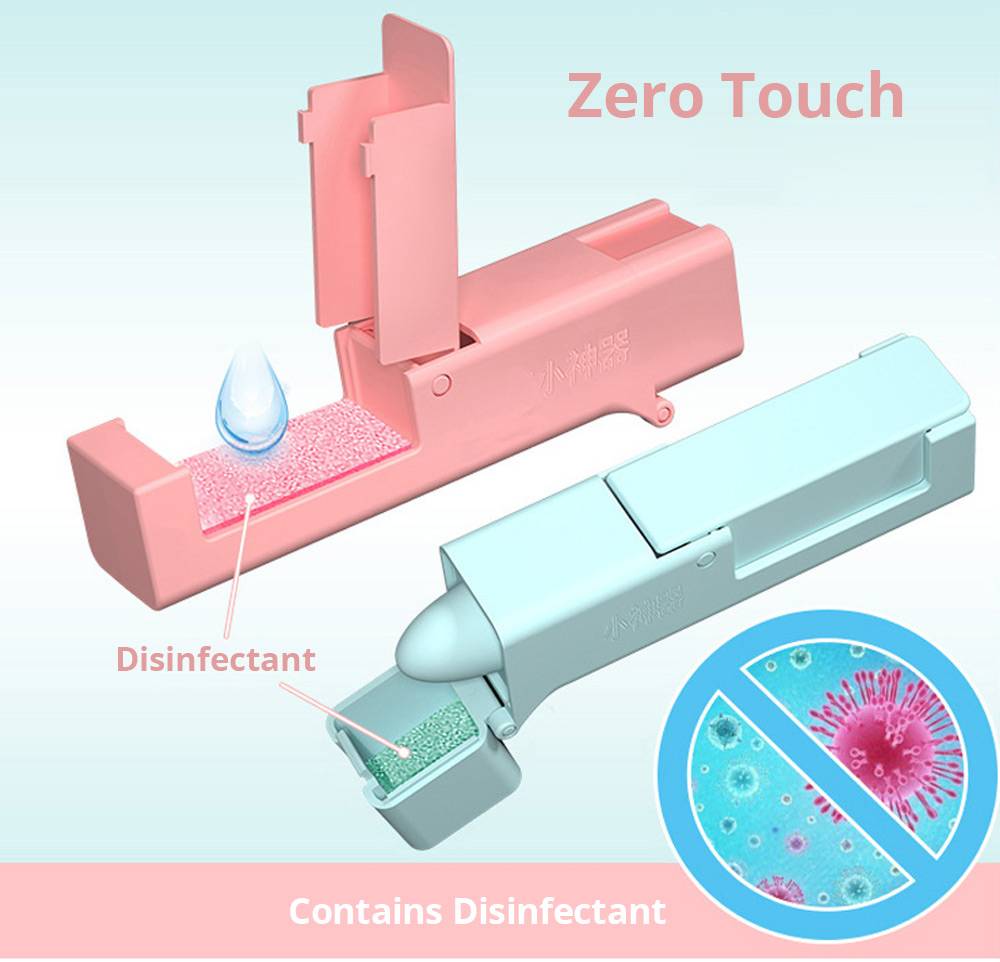 Portable Virus Isolation Tool Contains Disinfectant Avoid Touching Travel Safety English Version - Blue