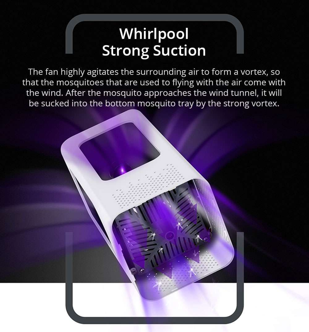 Electric Mosquito Killer Lamp Portable Mute Pure physical 365nm LightWave Photocatalyst Insect Pest Trap Lamp For Home Outdoor Camping USB Version 199 Square - White