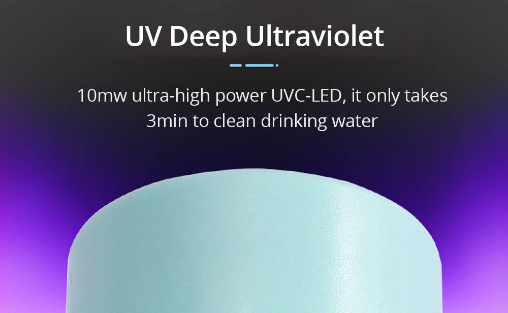 550ml Deep UV Sterilizing Thermos Purified Drinking Water Sterilization Rate 99.9% USB Charging Home Office - Pink