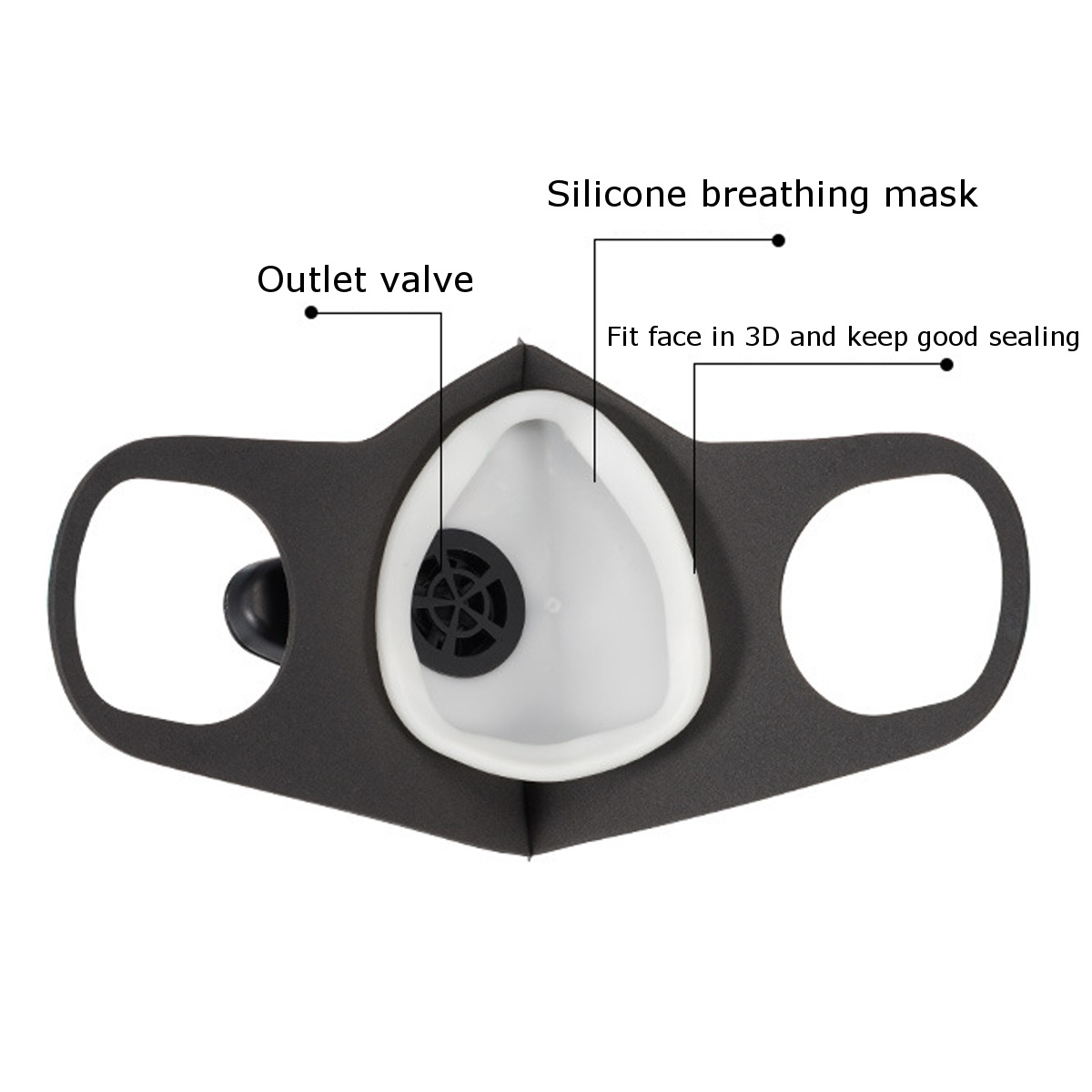 3Pcs Reusable Smart Electric Face Mask Automatic Air-Purifying For PM2.5 Anti Haze Exhaust Gas Pollen Dust - Black