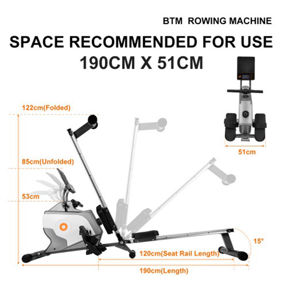 2019 Folding Fitness Rowing Machine Smart LCD Display Adjustable Resistance Max Load 120kg Cardio Workout  - Grey