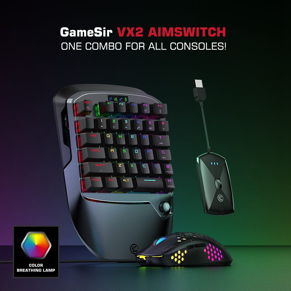 GameSir VX2 AimSwitch Mechanical Keyboard Mouse Converter Set For Xbox One PS4 PS3 Switch Windows PC - Black
