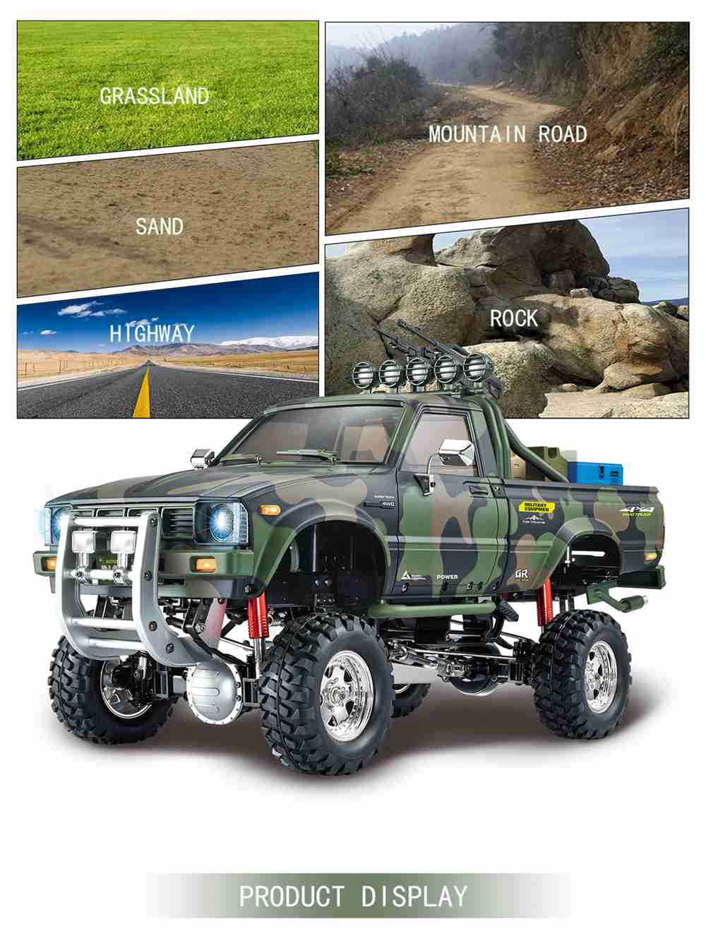 HG P417 2.4G 1/10 4X4 4WD Rock Crawler Truck RC Car without Battery Charger - Army Green