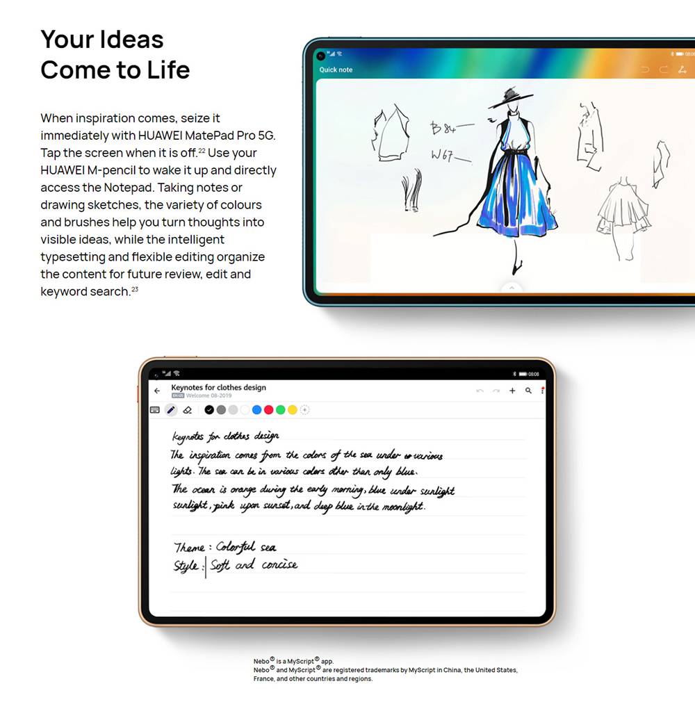 HUAWEI MatePad Pro Tablet 5G Version HiSilicon Kirin 990 10.8 Inch 2560 x 1600 IPS Screen Android 10.0 8GB RAM 256GB ROM 7250mAh Battery Dual Camera - Orange