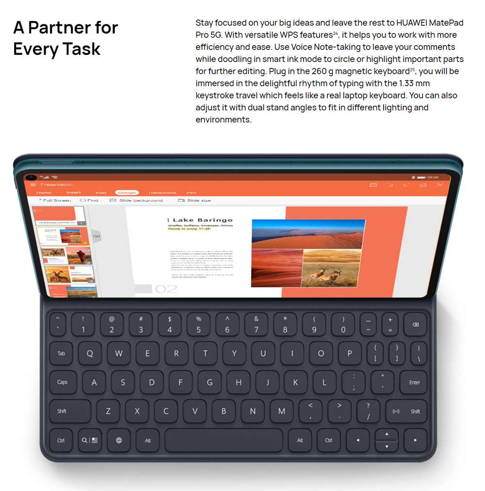 HUAWEI MatePad Pro Tablet 5G Version HiSilicon Kirin 990 10.8 Inch 2560 x 1600 IPS Screen Android 10.0 8GB RAM 256GB ROM 7250mAh Battery Dual Camera - Orange