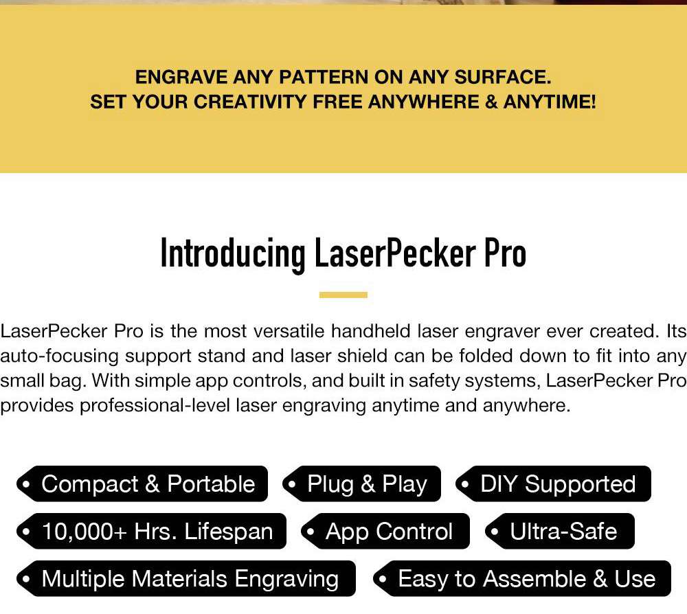 LaserPecker Pro Portable Handheld Intelligent Laser Graveur Autofocus Pliant Smart Control Professional - Gris