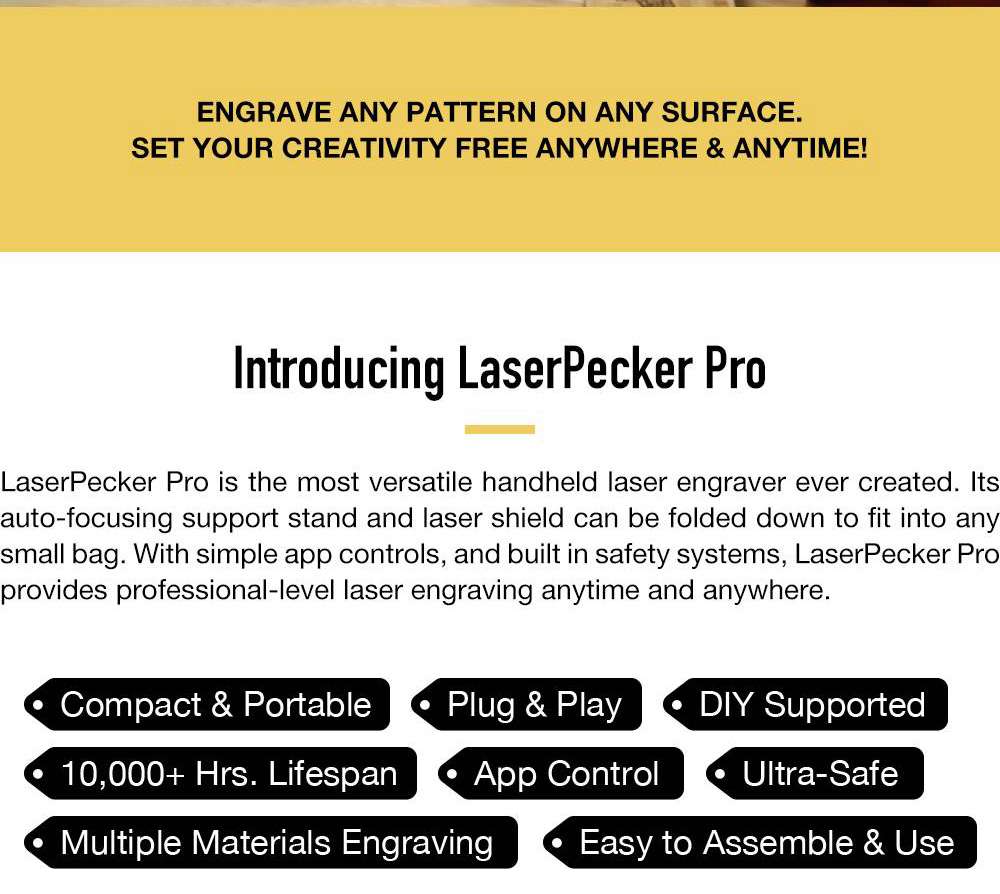 LaserPecker Pro Portable Handheld Intelligent Laser Engraver Autofocusing Folding Smart Control Standard - Grey
