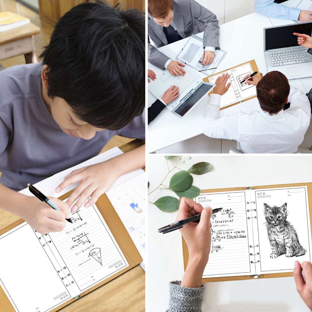 NEWYES A5 Reusable Smart Notebook PU Leather Erasable Wirebound Notebook Sketch Pads APP Storage - Pink Blue