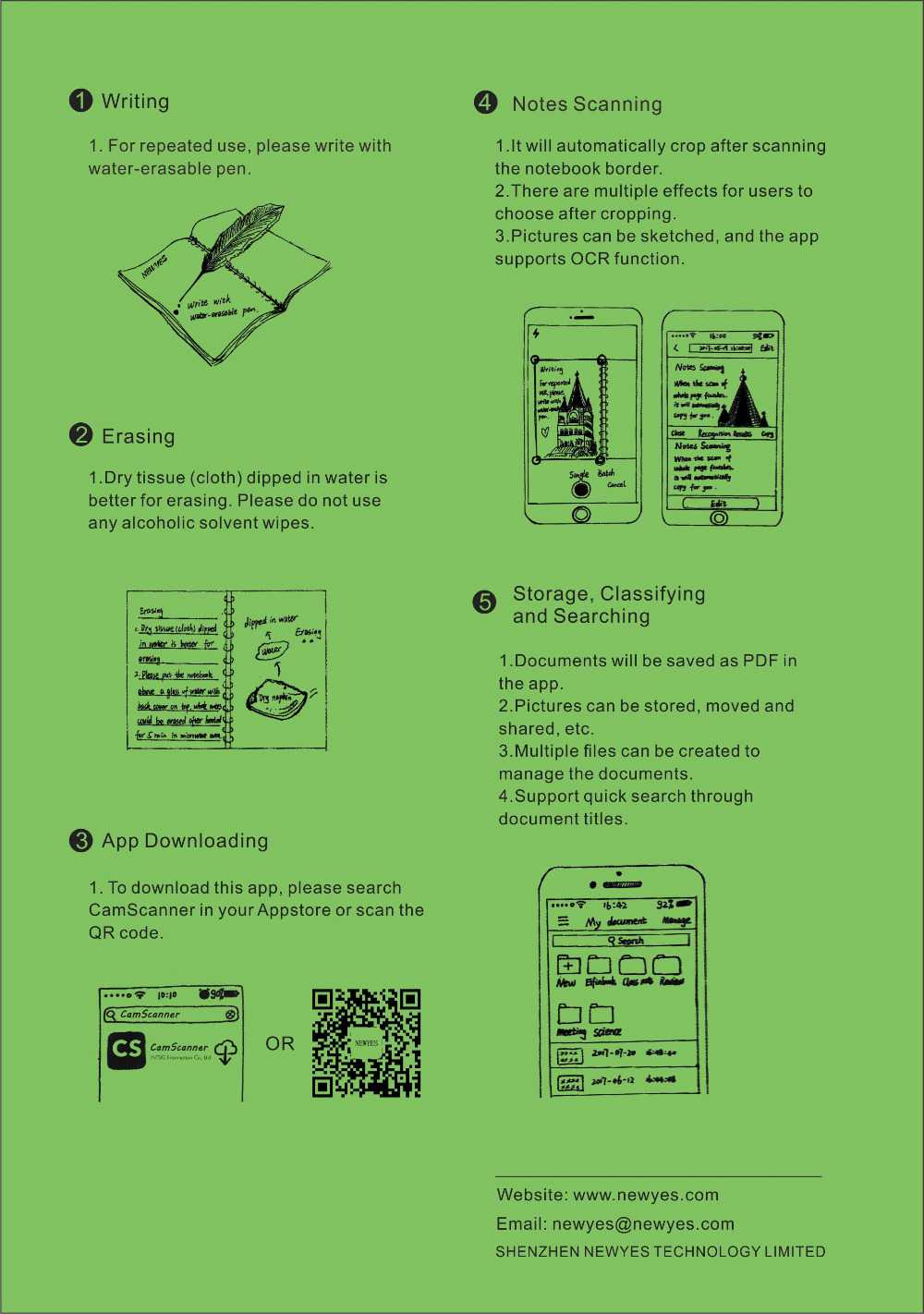 NEWYES A5 Reusable Smart Notebook PU Leather Erasable Wirebound Notebook Sketch Pads APP Storage - Pink Blue